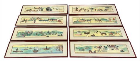 NURSERY FRIEZE DESIGNS, a set of eight, lithographs in colour, depicting various fantastical scenes,