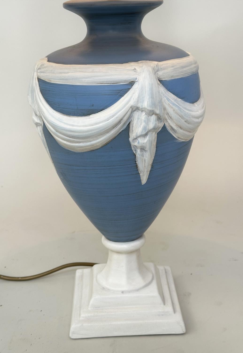 TABLE LAMPS, a pair, Wedgwood jasperware style of vase form with shades, 70cm H. - Image 5 of 12