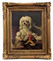 ATTRIBUTED TO THOMAS EARL (British, active 1836-1885), 'Toy terrier', oil on canvas faint