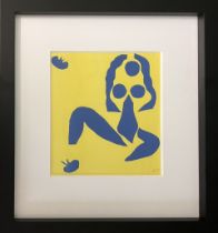 HENRI MATISSE, 'Blue figure on yellow ground', lithograph, 24.5cm x 22.5cm, signed in the stone,