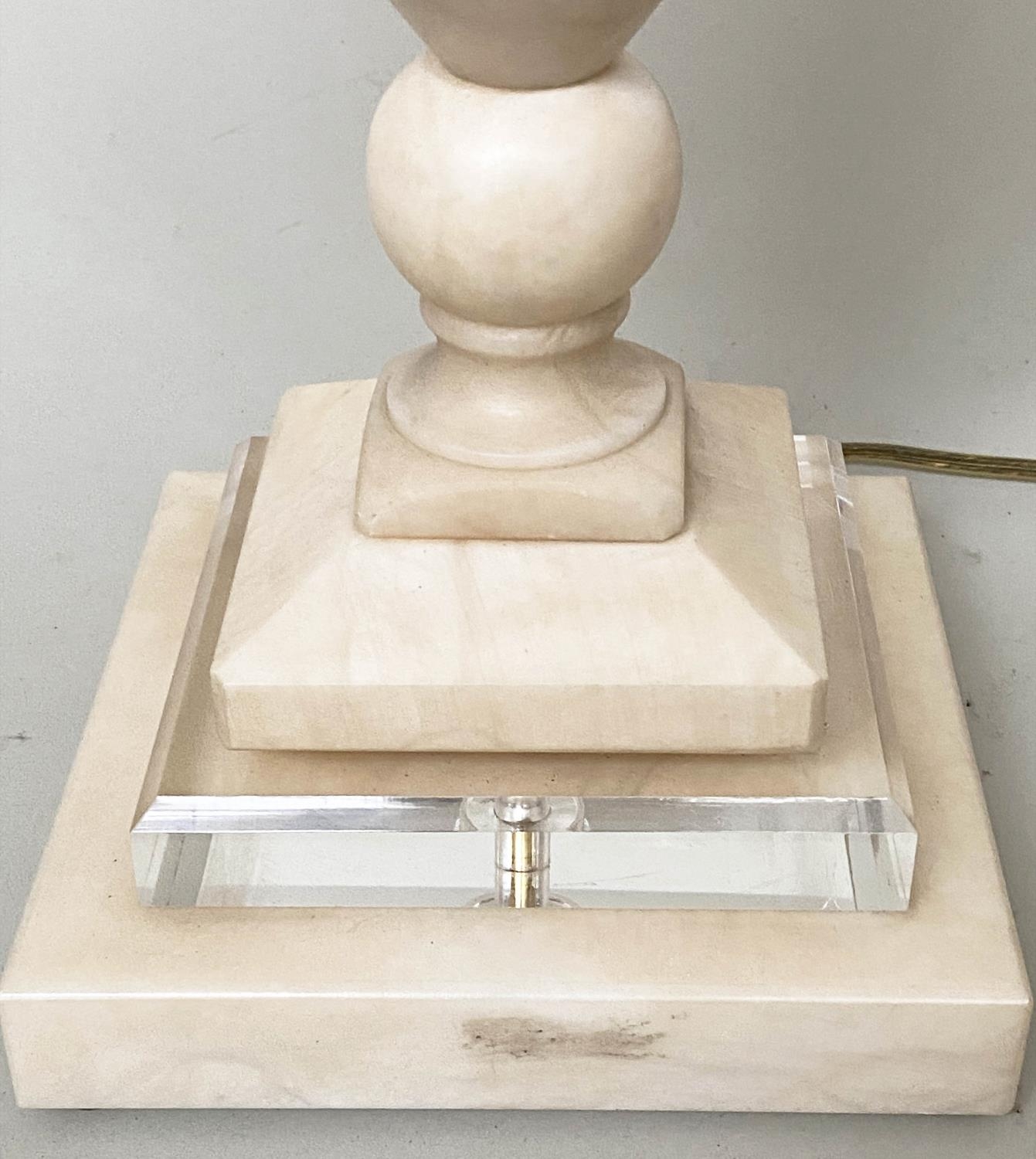 ALABASTER LAMP, vase form with bevelled cut glass stepped base, 39cm H. - Image 9 of 15
