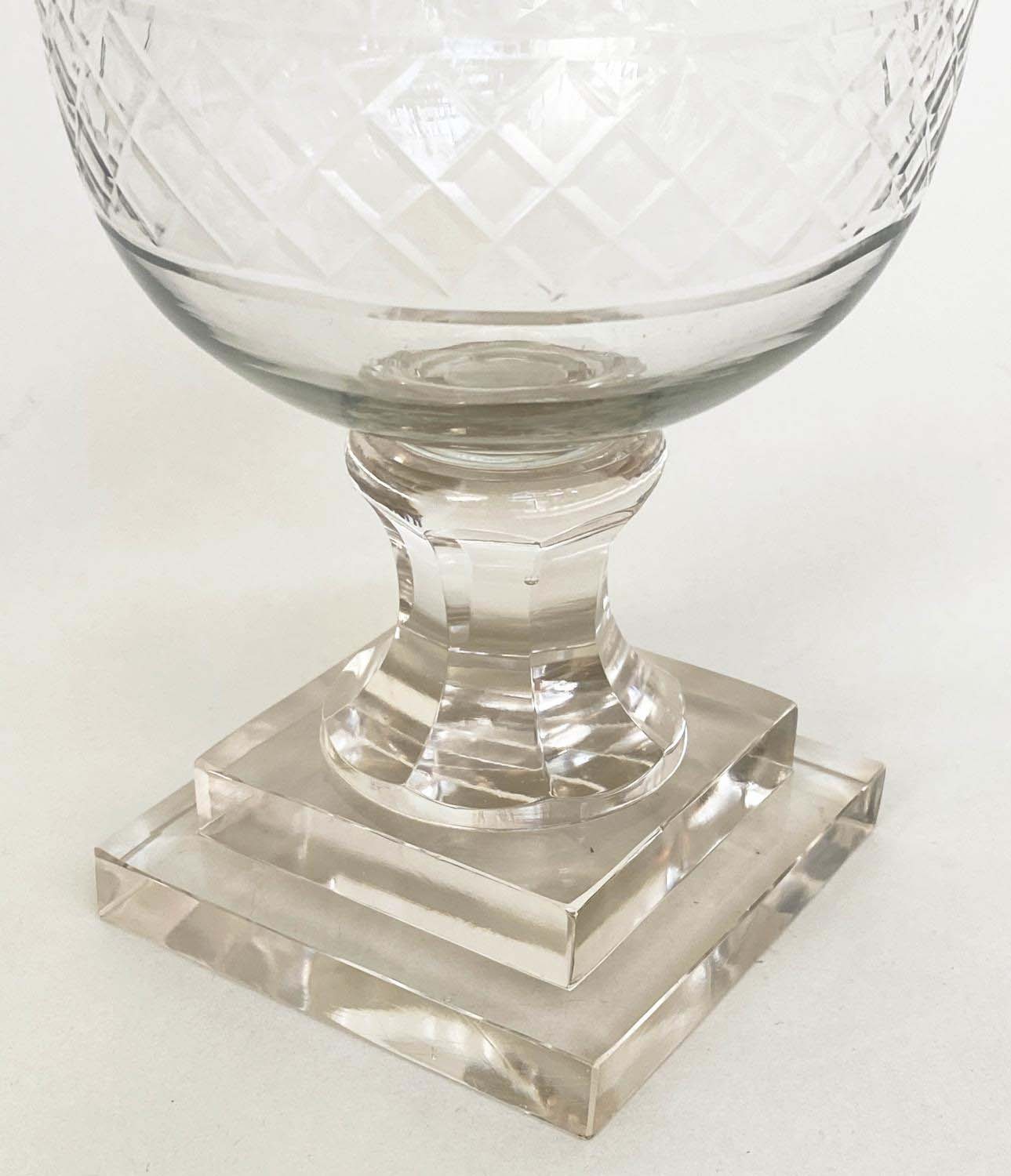 STORM LANTERNS, Regency style, cut glass, 40cm H x 15cm diam. (2) - Image 4 of 9
