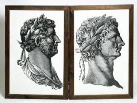 AFTER THE ANTIQUE, 'Portraits of Emperors Hadrian and Claudius', screenprint on textile, 74cm x