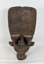 BAMILEKE BATCHAM JANUS STOOL (Cameroon), 105cm H x 6cm W x 55cm D.