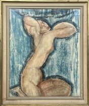 AFTER AMEDEO MODIGLIANI (Italian 1884-1920), 'Cariatide', lithograph, 52cm x 49cm, framed.