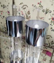 TABLE LAMPS, a pair, vintage 1970's, 59cm H, Perspex with polished metal shades. (2)