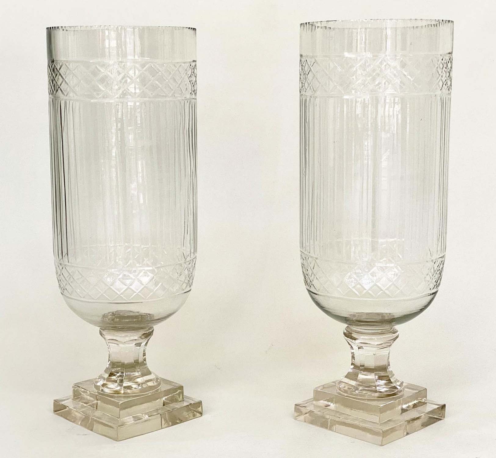 STORM LANTERNS, Regency style, cut glass, 40cm H x 15cm diam. (2) - Image 2 of 9