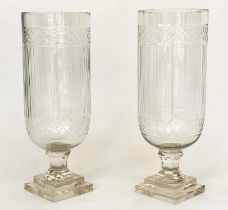STORM LANTERNS, Regency style, cut glass, 40cm H x 15cm diam. (2)