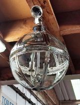 GLOBE PENDANT LIGHT, Regency style, polished metal and glazed, 65cm drop not including fittings