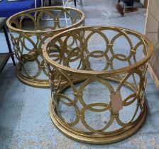 PAOLO MOSCHINO LOW TABLE BASES, a pair, gilt metal, 73cm diam x 52cm approx. (2)