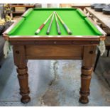 POOL TABLE, 87cm H x 194cm L x 102cm W, Victorian mahogany and green baize.