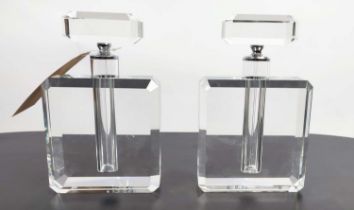 SCENT BOTTLES, a pair, in the Art Deco style, cut glass, 26cm H x 16cm W.