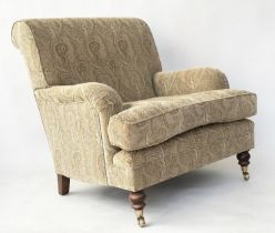 ARMCHAIR, Howard style with Paisley style upholstery and turned front supports, 86cm W.