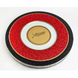 PHILIPPE DESHOULIERES LIMOGES LTD EDTION 50TH ANNIVERSARY PLATE, no 3992/4000 in reel can, in can