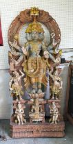 WITHDRAWN CARVED SCULPTURAL FIGURE OF SHIVA, South East Asian, with a polychrome painted finish,