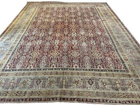 ANTIQUE INDIAN CARPET, 447cm x 361cm.