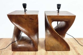 TABLE LAMPS, a pair, double helix design, 55cm H approx. (2)