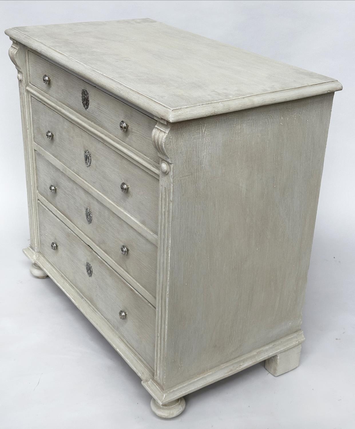 SWEDISH COMMODE, 90cm H x 94cm W x 52cm D, 19th century Gustavian traditionally grey painted with - Image 7 of 9