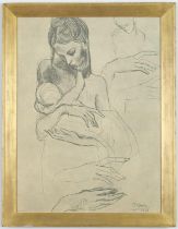 AFTER PABLO PICASSO, Mother and Child, quadrichrome on linen, signed in the plate, 37.5cm x 27cm.