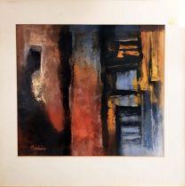 HARRY BAINES, (1910-1995), 'Abstract in Colours', oil on paper, 41cm x 56cm, signed, framed. (