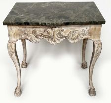 CONSOLE TABLE, 19th century Italian with brèche marble top on carved and pierced C scroll cabriole