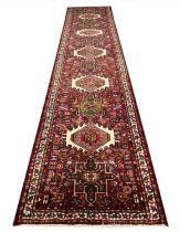 PERSIAN KARAJA LONG RUNNER, 337cm x 85cm.