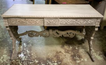 CENTRE WRITING TABLE, 74cm H x 131cm x 60cm, 19th century Anglo Indian rosewood and later painted