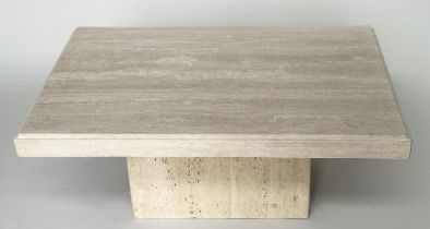 TRAVERTINE LOW TABLE, 1970s Italian marble, rectangular with plinth support, 95cm W x 61cm D x