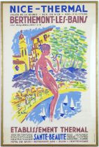 NICE FRENCH THERMAL, original vintage lithographic poster by Emmanuel Bellini 1950, 1954 Spa and hot