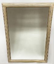 WALL MIRROR, rectangular rounded reeded giltwood frame, 95cm H x 65cm W.