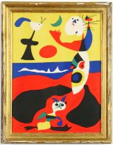 JOAN MIRO, Summer, lithograph and pochoir 1938, printed by mourlot freres , vintage French frame,