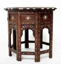 HOSHIARPUR OCCASIONAL TABLE, 19th century North Indian octagonal hardwood bone and ebony profusely