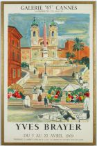YVES BRAYER, Rome - The Spanish Steps, lithographic poster in colours, printed by Mourlot, 82cm x