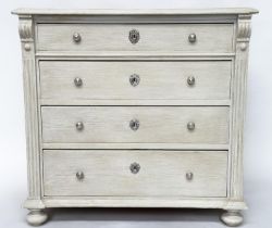 SWEDISH COMMODE, 90cm H x 94cm W x 52cm D, 19th century Gustavian traditionally grey painted with