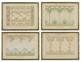 LA DECORATION MODERNE POCHOIR, a set of four French flower/interior design pochoir 1910, Editeur: