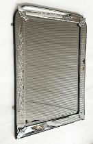 VENETIAN WALL MIRROR, 19th century etched and incised arched rectangular with bevelled plate (