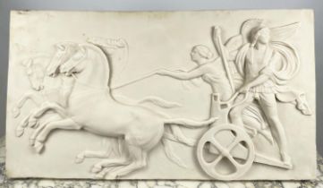 FRIEZE, after the classical Alexander the Great and Nike in triumphal entry, simulated marble,