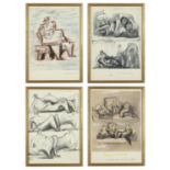 HENRY MOORE, a set of four seated figures, off set lithographs, signed in the plate, 49.5cm x 31.