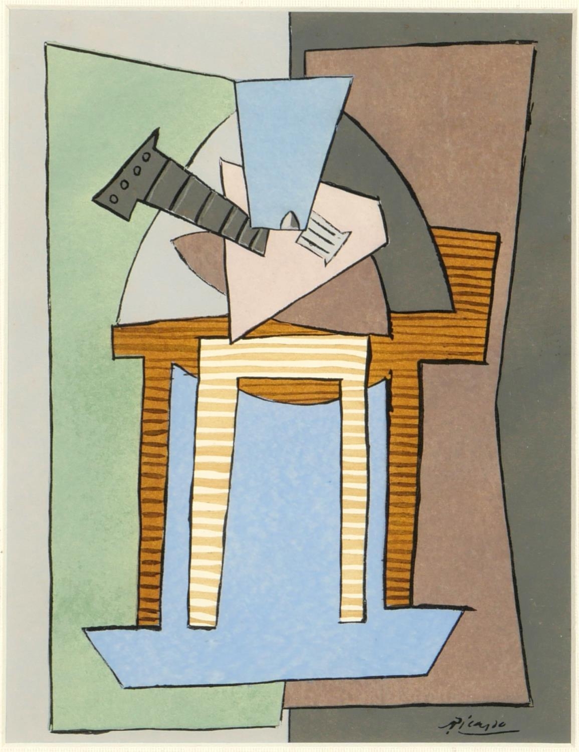 PABLO PICASSO, a pair of rare cubist pochoirs (after the 1920 watercolours), signed in the plate, - Image 4 of 5