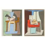 PABLO PICASSO, a pair of rare cubist pochoirs (after the 1920 watercolours), signed in the plate,