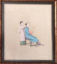 18TH/19TH CENTURY CHINESE SCHOOL, 'Flute player', gouache, 37cm x 26cm, framed.