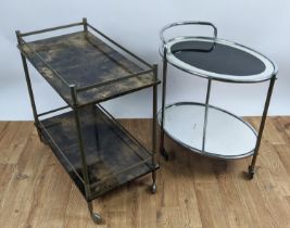 COCKTAIL TROLLEYS, two differing, vintage 20th century, 75cm x 40cm x 72cm at largest. (2)