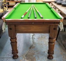 POOL TABLE, 87cm H x 194cm L x 102cm W, Victorian mahogany and green baize.