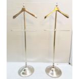 VALET STANDS, a pair, polished metal, 140cm x 41cm x 37cm. (2)