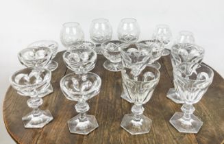 BACCARAT GLASSES, two sets of four, and various other glass including five sorbet dishes. (Qty)