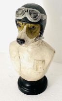 STIRLING MUTTS, 50cm H x 25cm W x 21cm, polychrome finished resin bust.