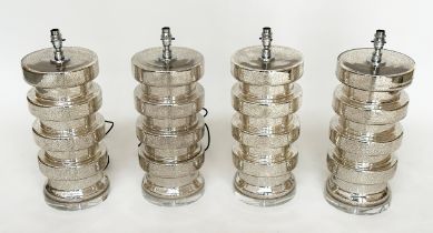 TABLE LAMPS, a set of four, Venetian silvered glass, 56cm H. (4)
