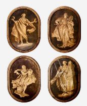 GRECIAN STYLE WALL PLAQUES, a set of four, 57cm x 40cm. (4)