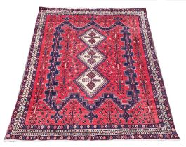 ANTIQUE BAKHTIARI HAND KNOTTED RUG, 203cm X 154cm