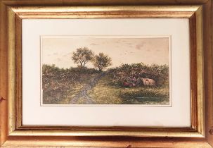 WILLIAM HENRY HALL (British 1812-1880) 'Evening Sutton Park' watercolour, 14cm x 24cm, framed.